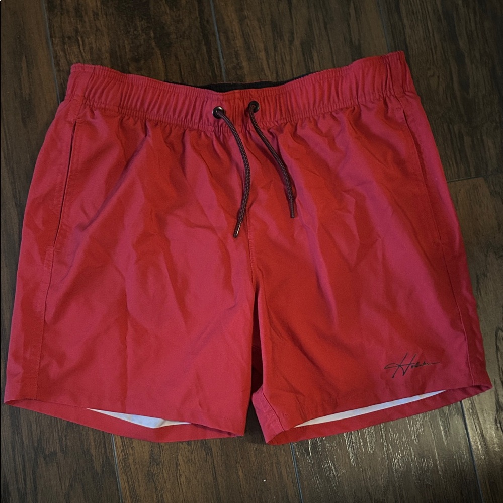 Hollister Red Men's Swim Trunks with Drawstring